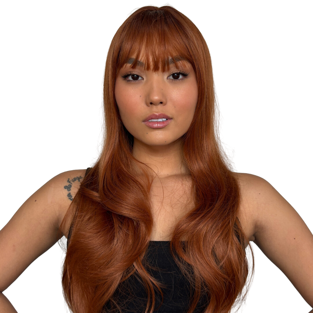 Premium Fiber Hair with Natural Red Bangs - Grace